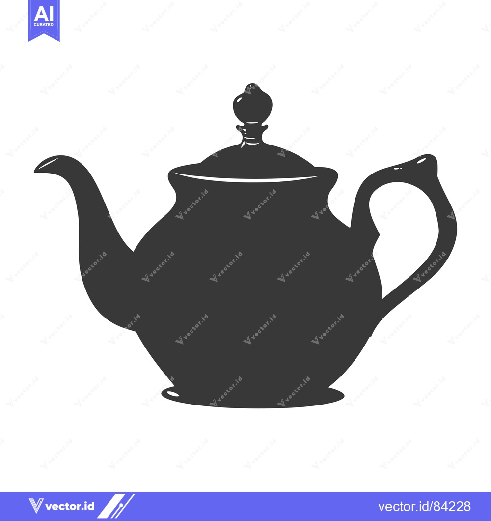 Premium Vector dari A Black and White Silhouette of a Teapot