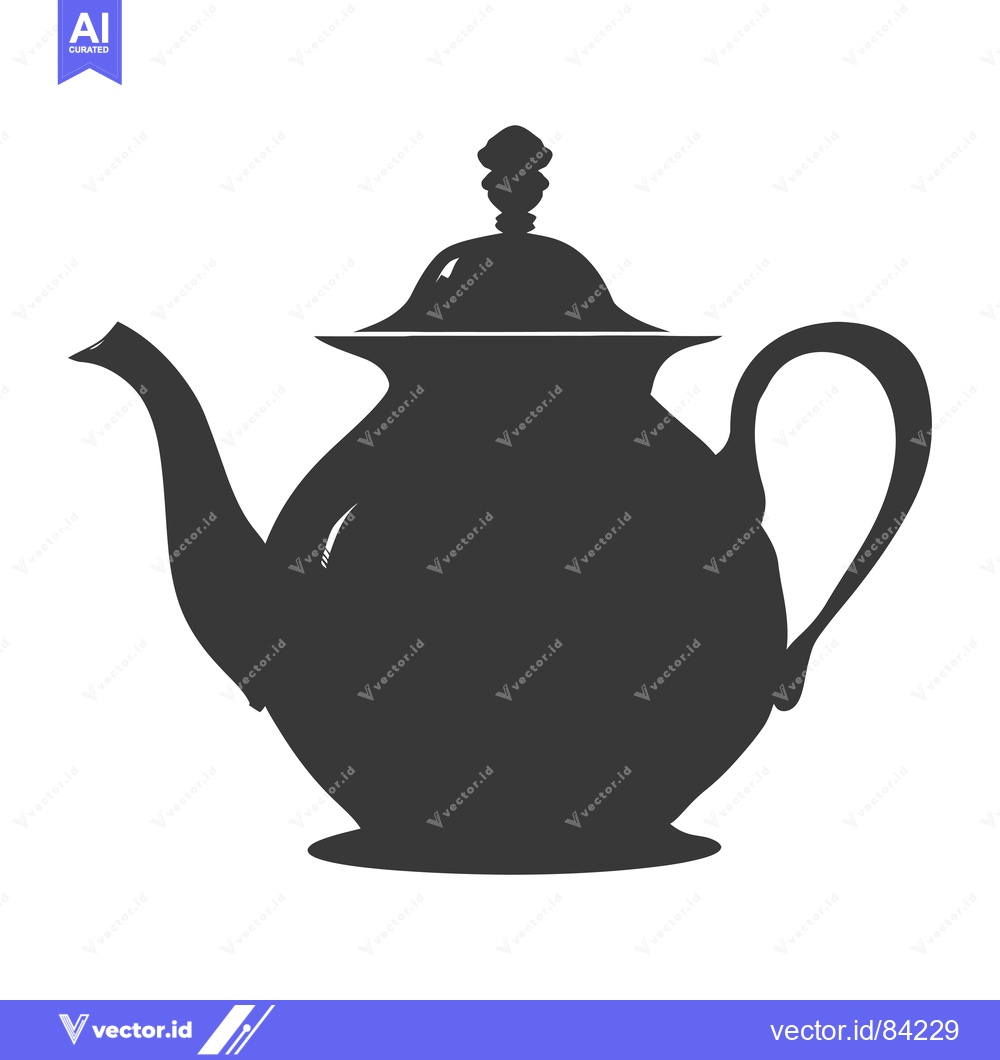 Premium Vector of Black and White Silhouette of a Teapot