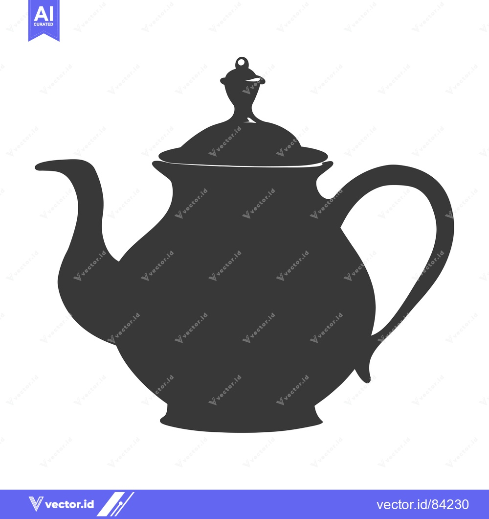 Premium Vector of Black and White Silhouette of a Traditional Teapot