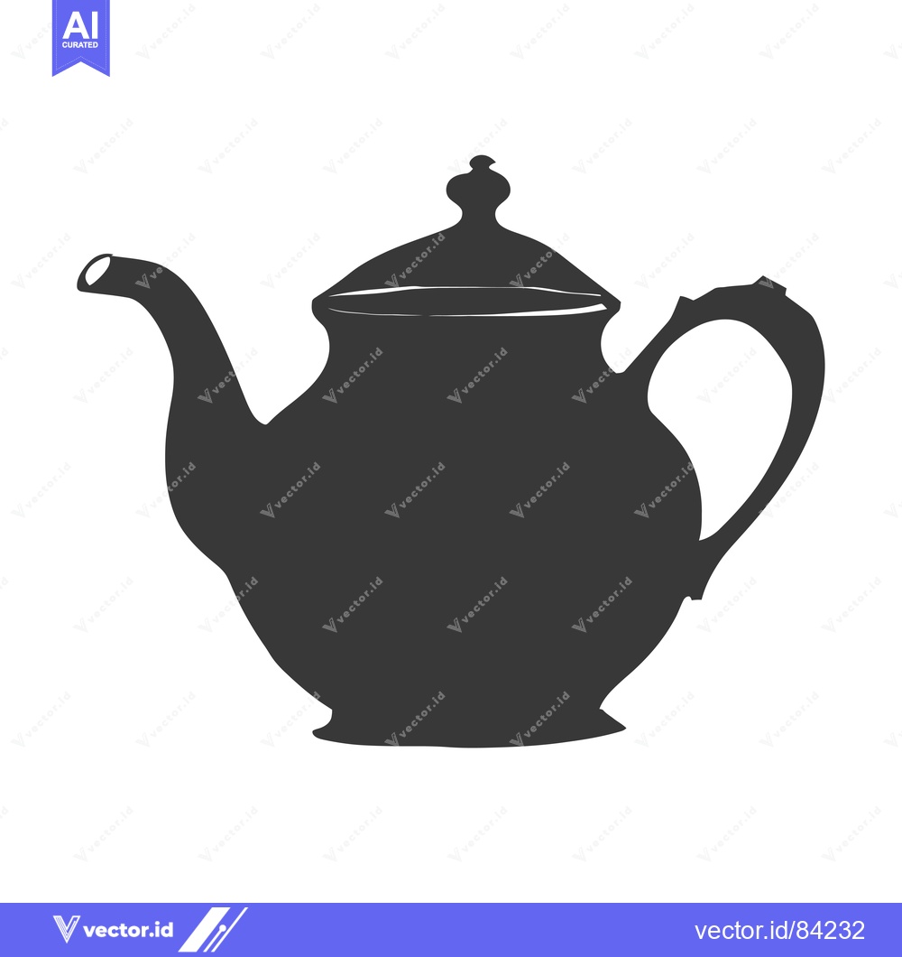 Premium Vector of Silhouette of a Classic Teapot with a Spout and Handle