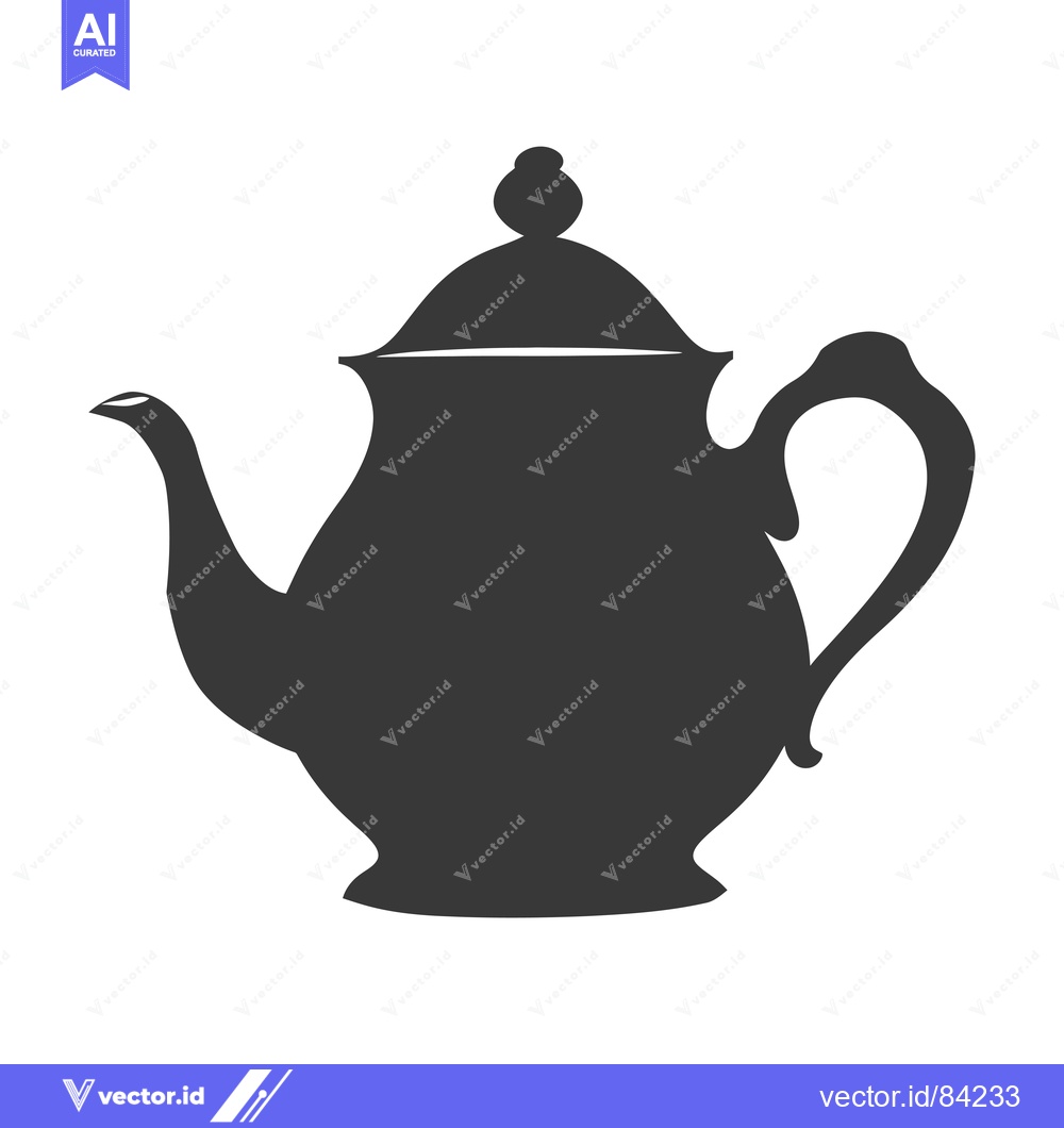 Premium Vector of Black and White Silhouette of a Teapot