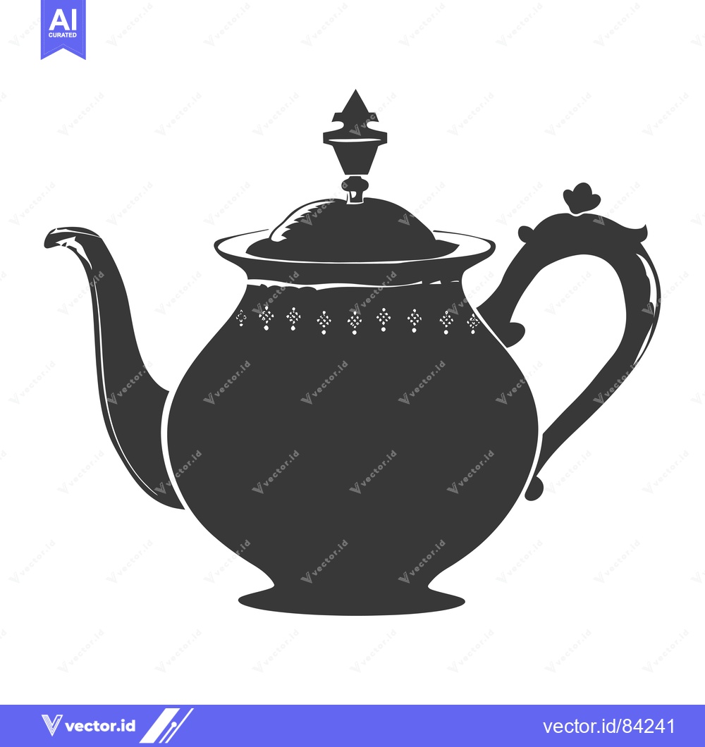 Premium Vector dari Silhouette of a Vintage Teapot with an Ornate Design
