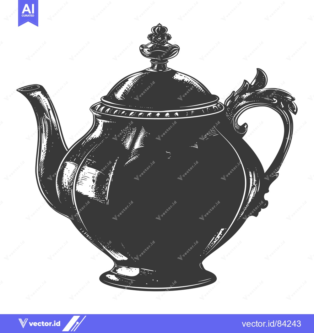 Premium Vector dari Hand-drawn illustration of a vintage teapot with a decorative lid and