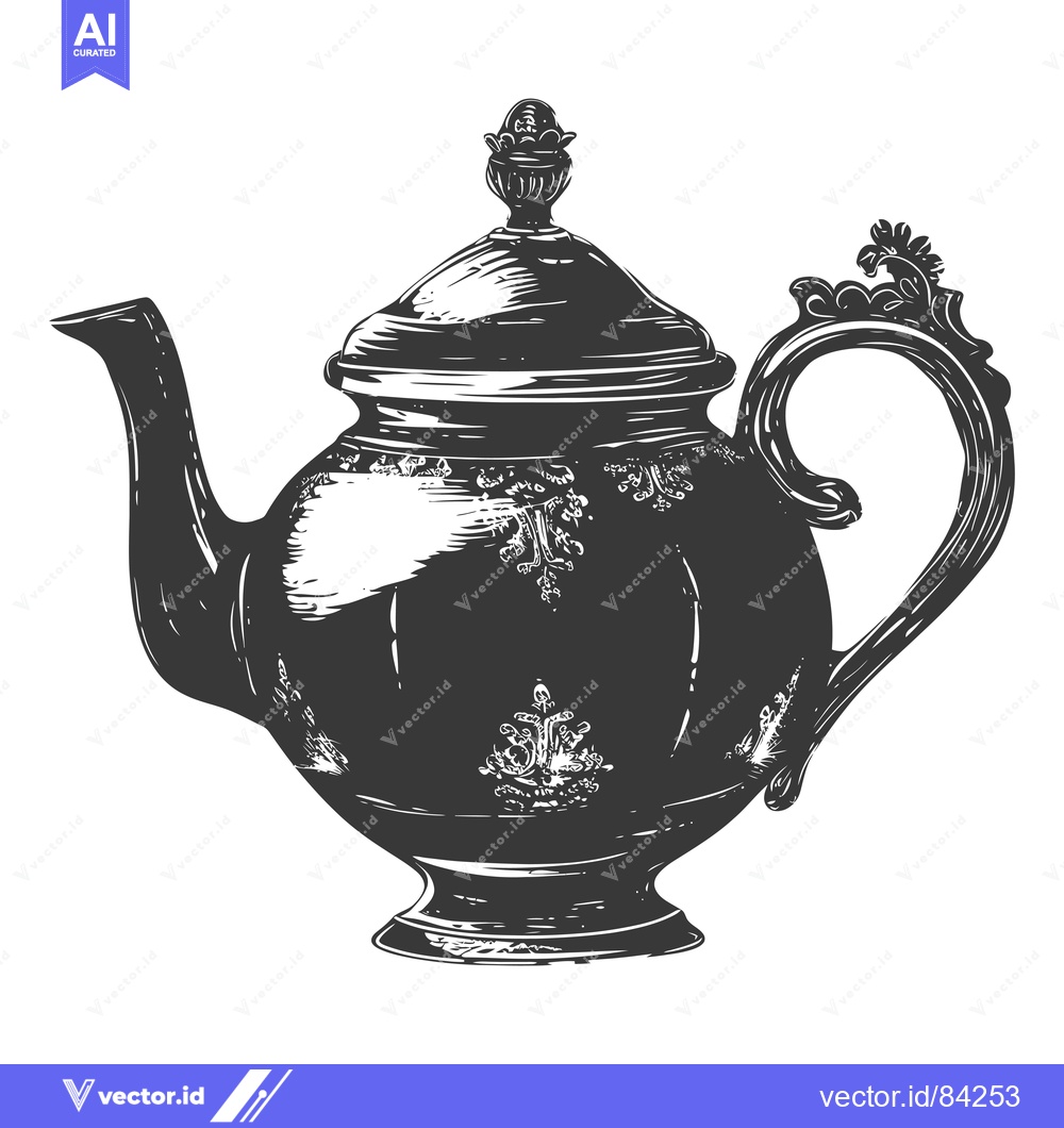 Premium Vector dari Hand-Drawn Sketch of a Decorative Teapot