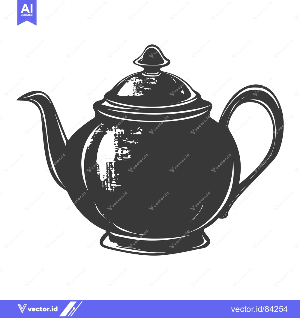 Premium Vector of Hand-drawn illustration of a black and white teapot