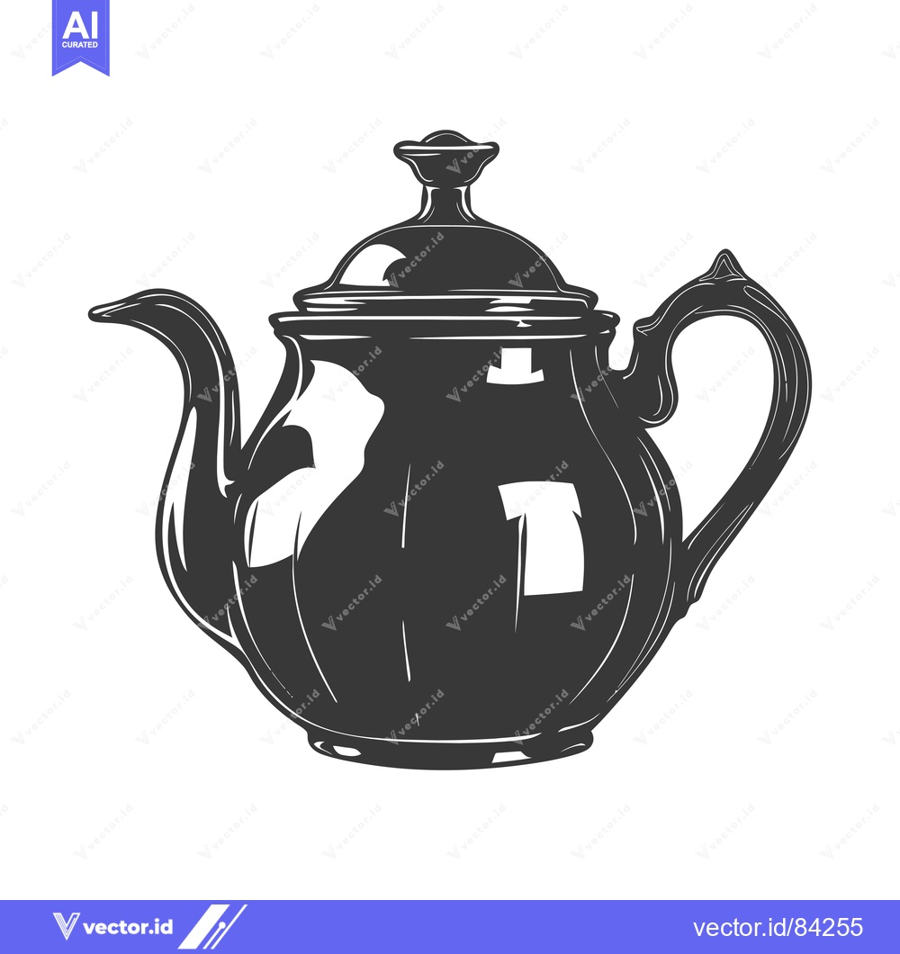 Premium Vector dari Black and White Illustration of a Traditional Teapot