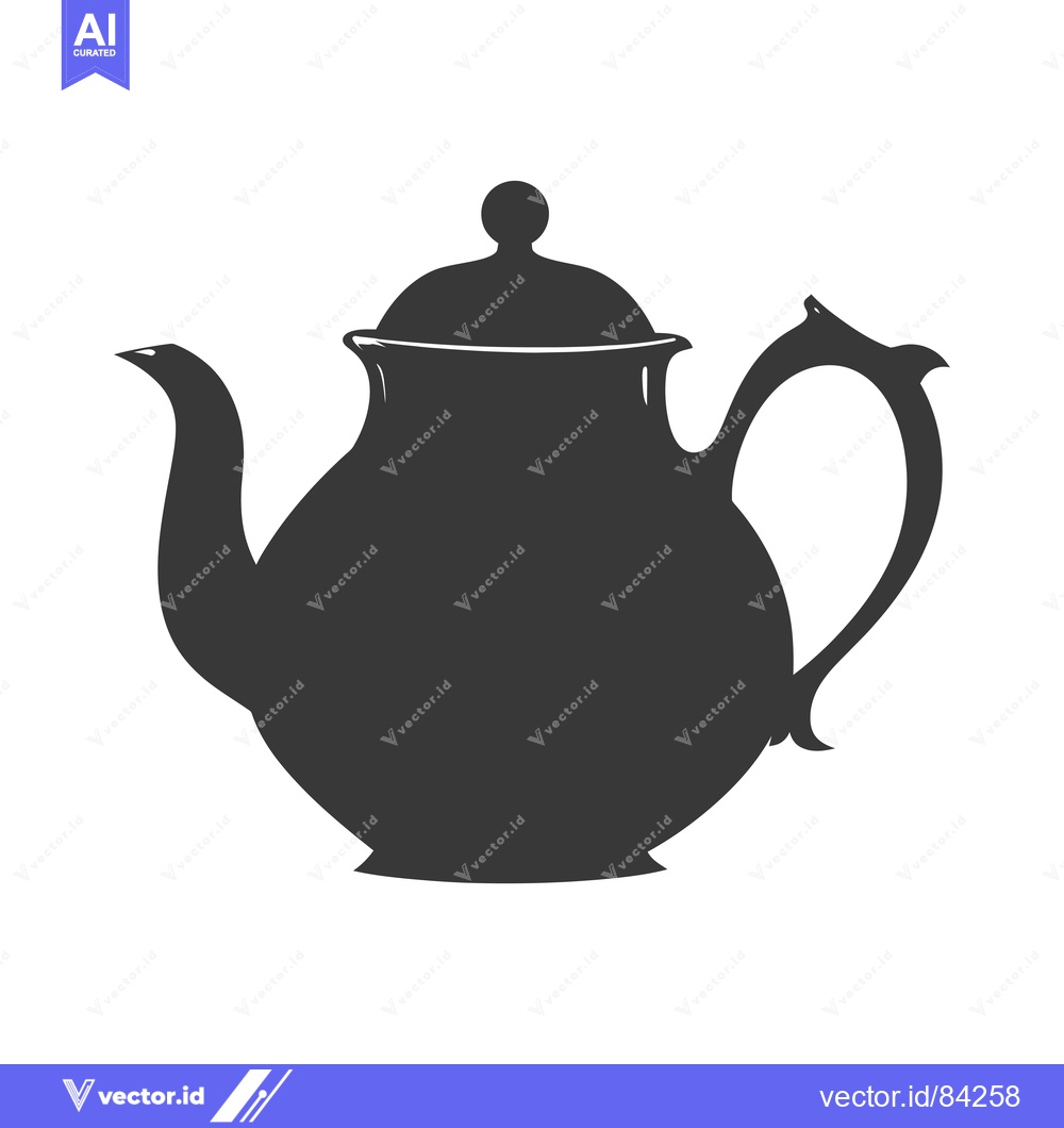 Premium Vector of Silhouette of a Traditional Teapot with a Rounded Body and Curved Hand