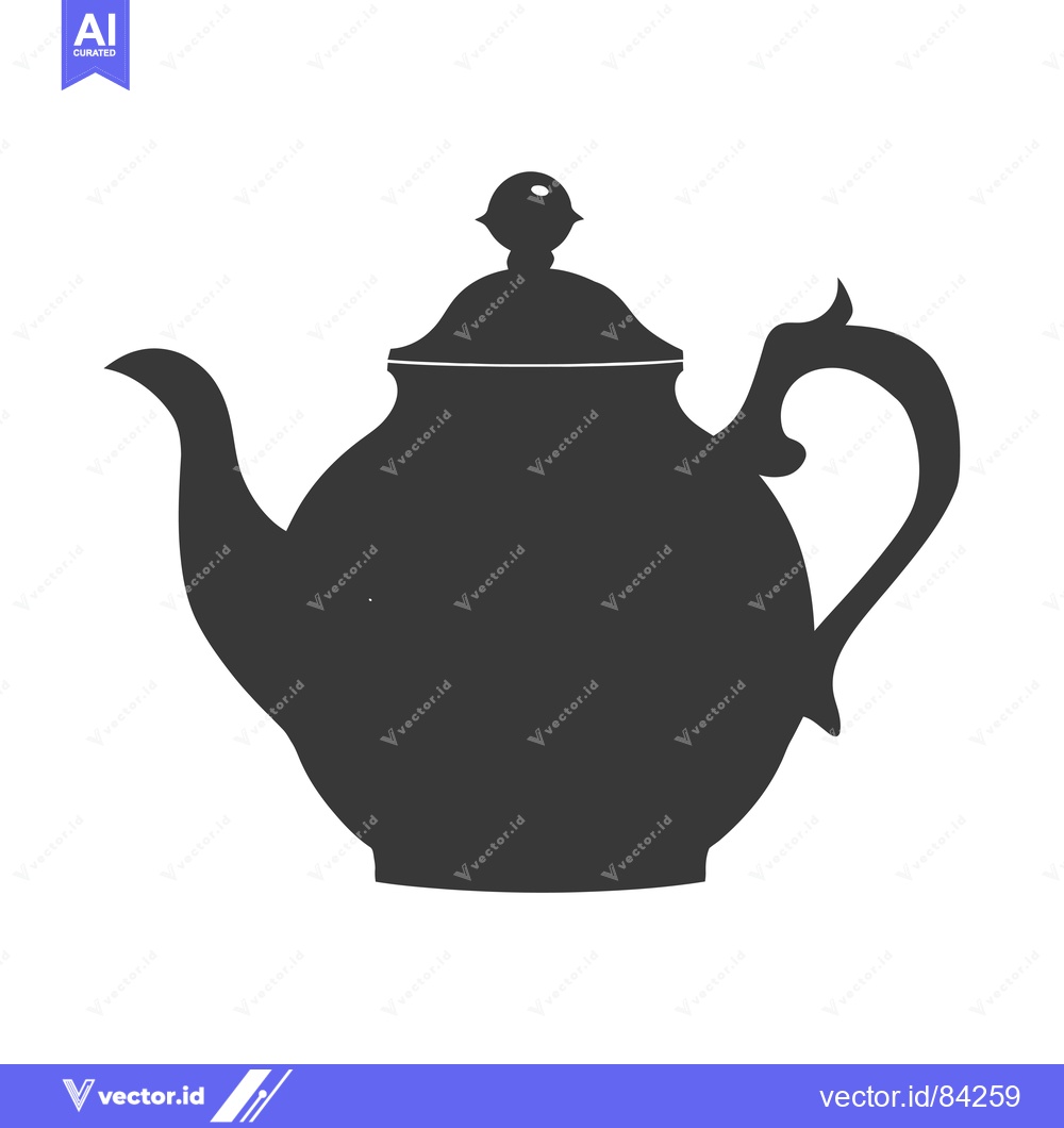 Premium Vector of Silhouette of a Classic Teapot with a Lid