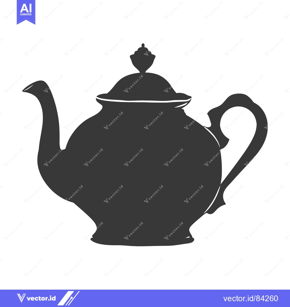 Premium Vector of Silhouette of a classic teapot with a knob on the lid