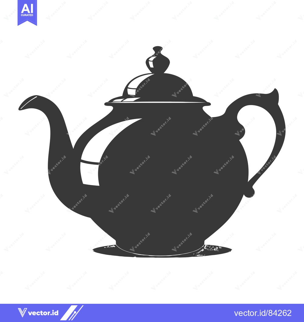 Premium Vector of A Black and White Silhouette Illustration of a Teapot