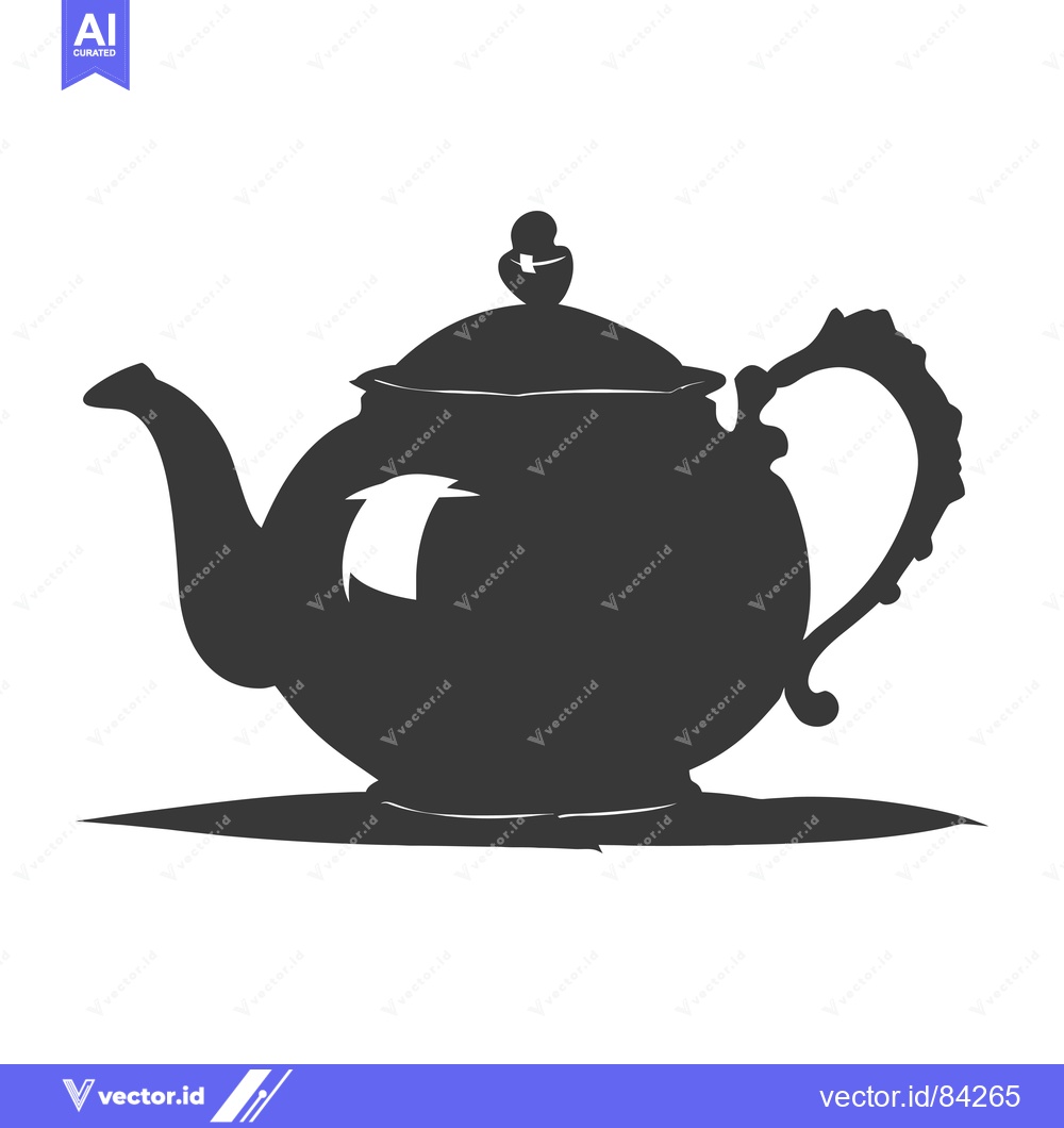 Premium Vector of A Silhouette of a Teapot with a Curved Handle