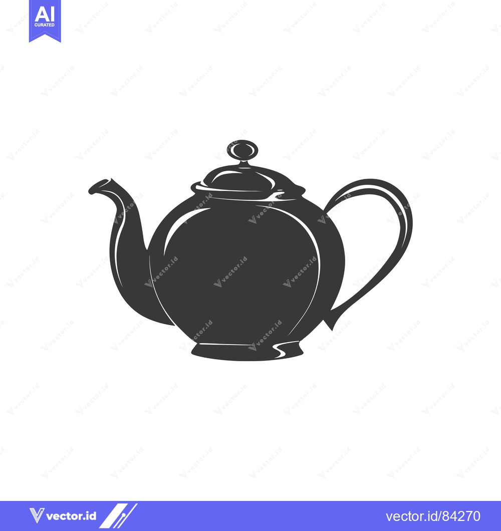 Premium Vector dari Black and White Silhouette of a Traditional Teapot