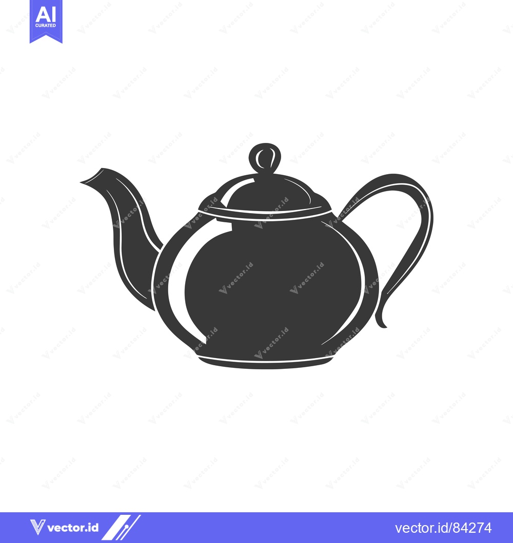 Premium Vector of Black and White Silhouette of a Teapot