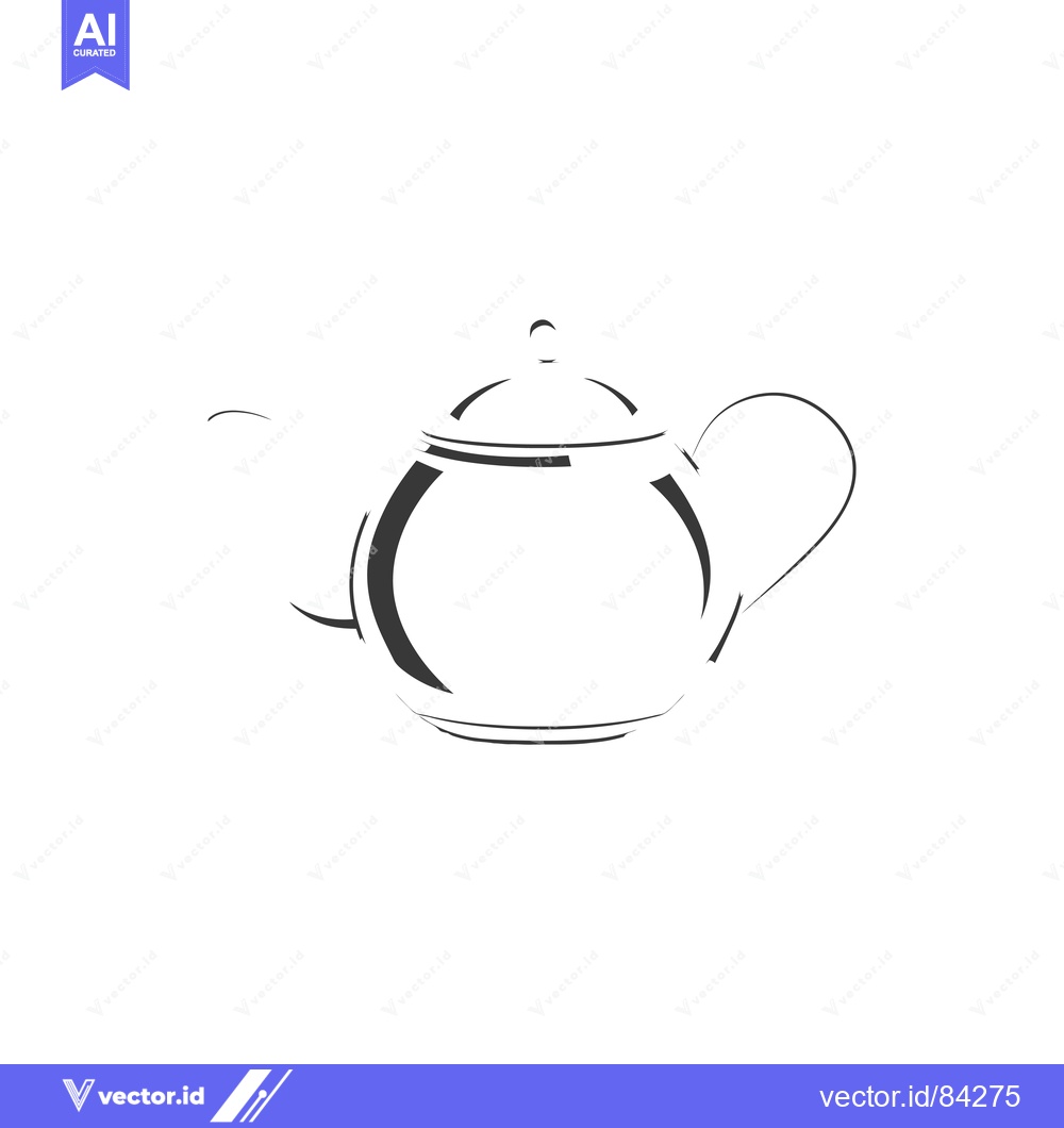 Premium Vector dari A black and white outline silhouette of a teapot