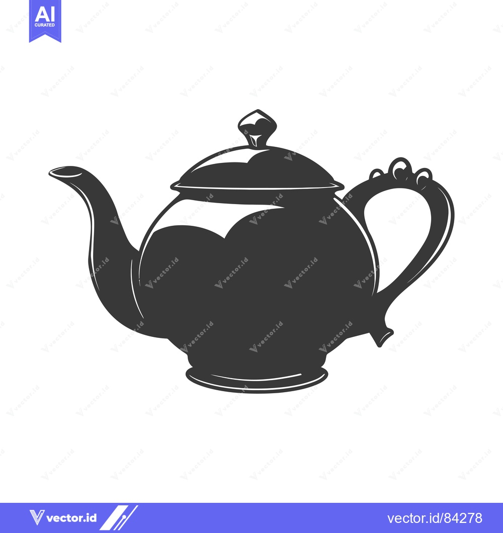 Premium Vector dari Black and White Silhouette of a Teapot with a Lid