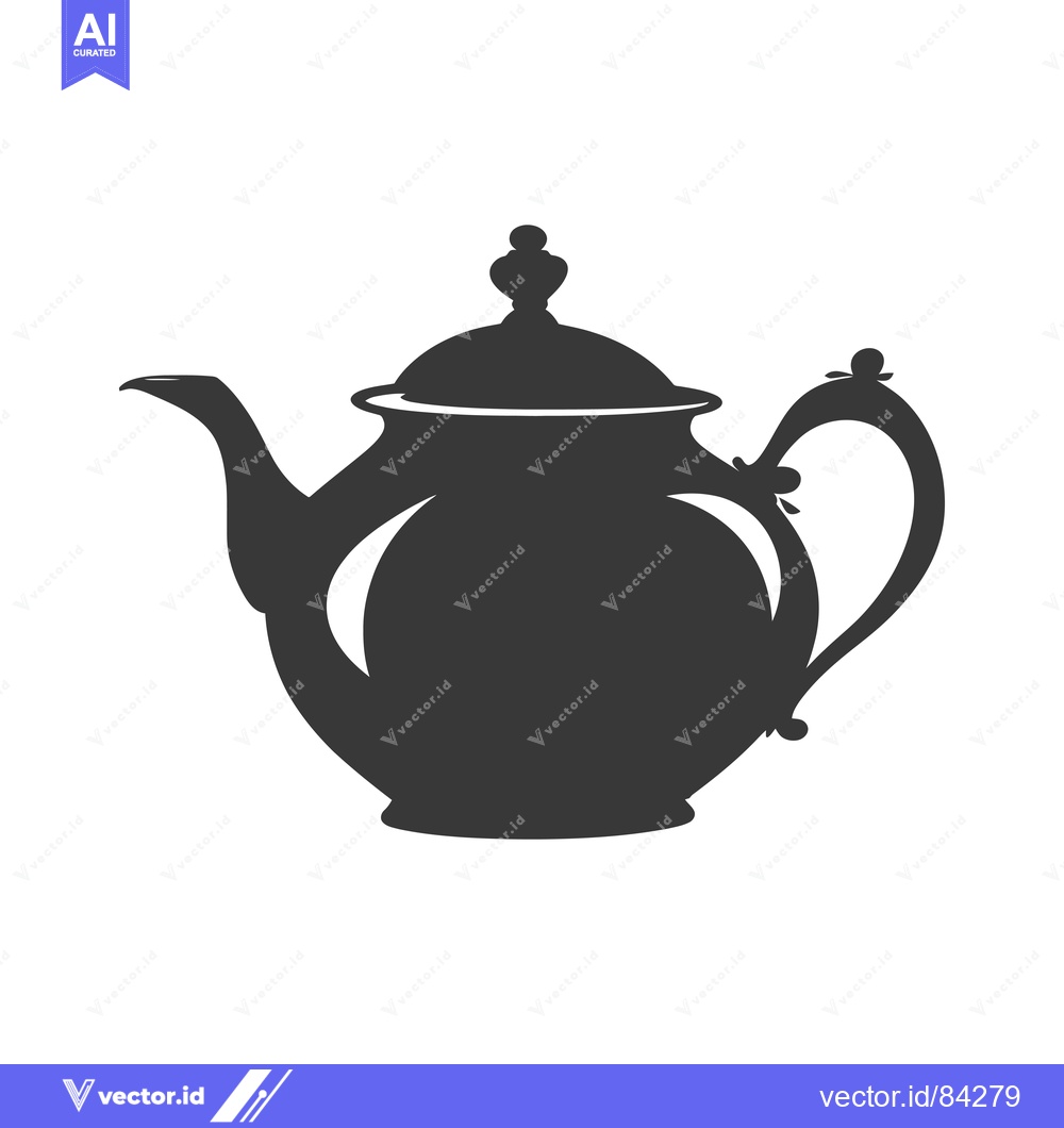 Premium Vector dari A Silhouette of a Classic Teapot with a Knob on the Lid