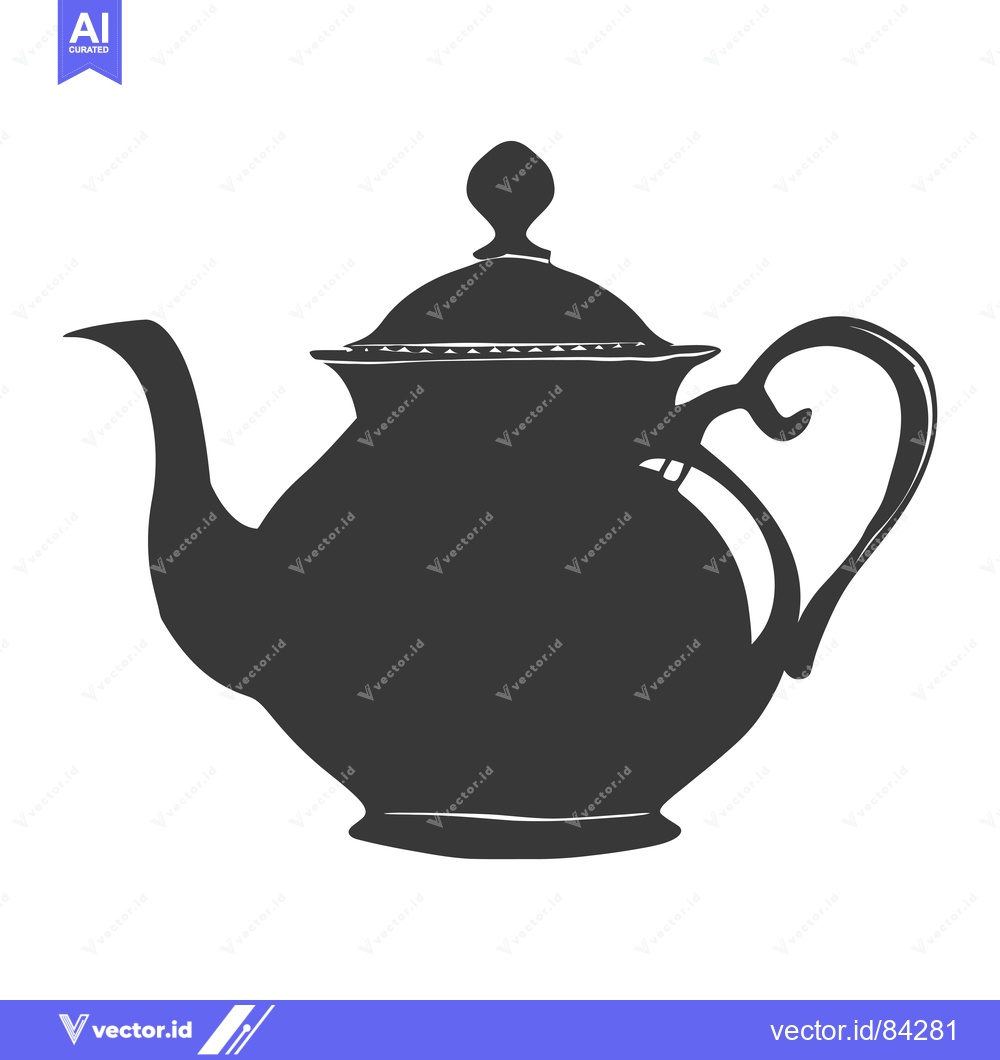 Premium Vector of Hand-drawn silhouette of a classic teapot with a lid