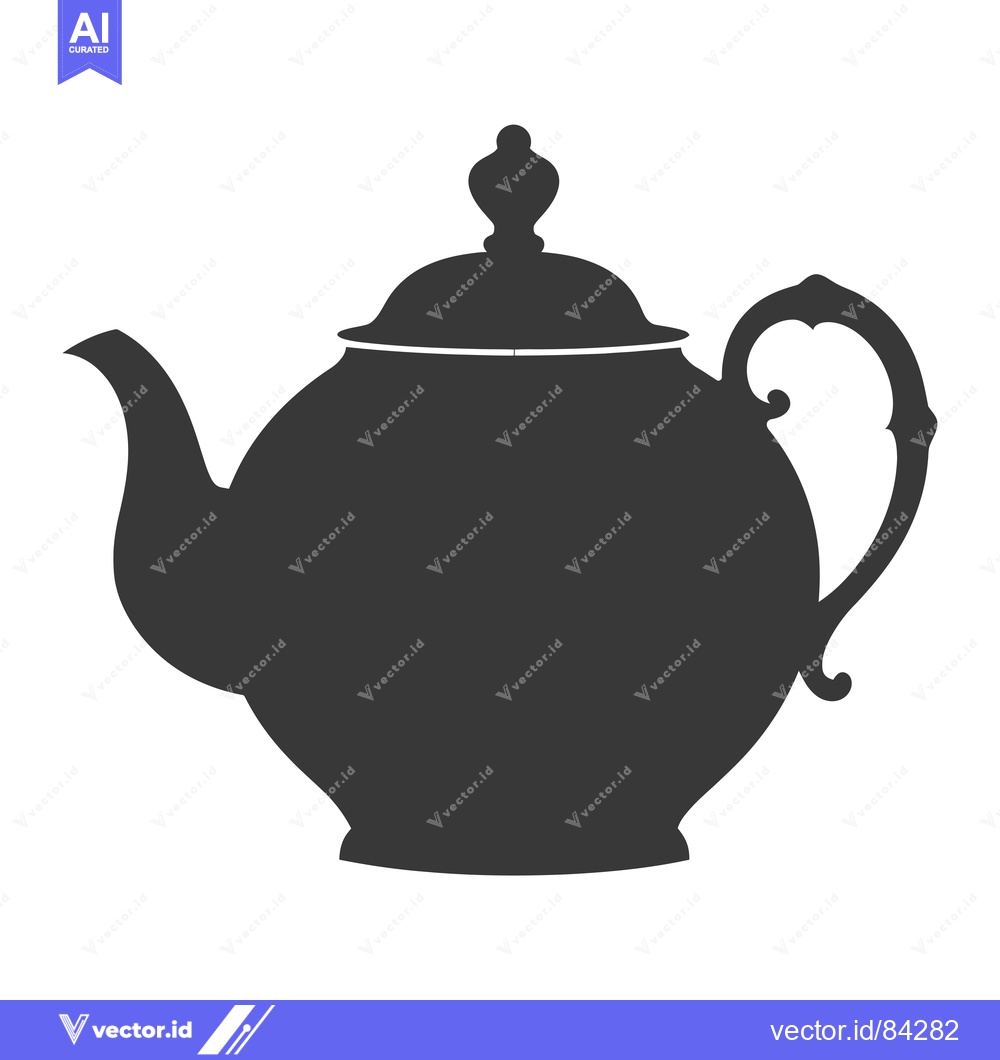 Premium Vector dari Black silhouette of a teapot with a lid and handle