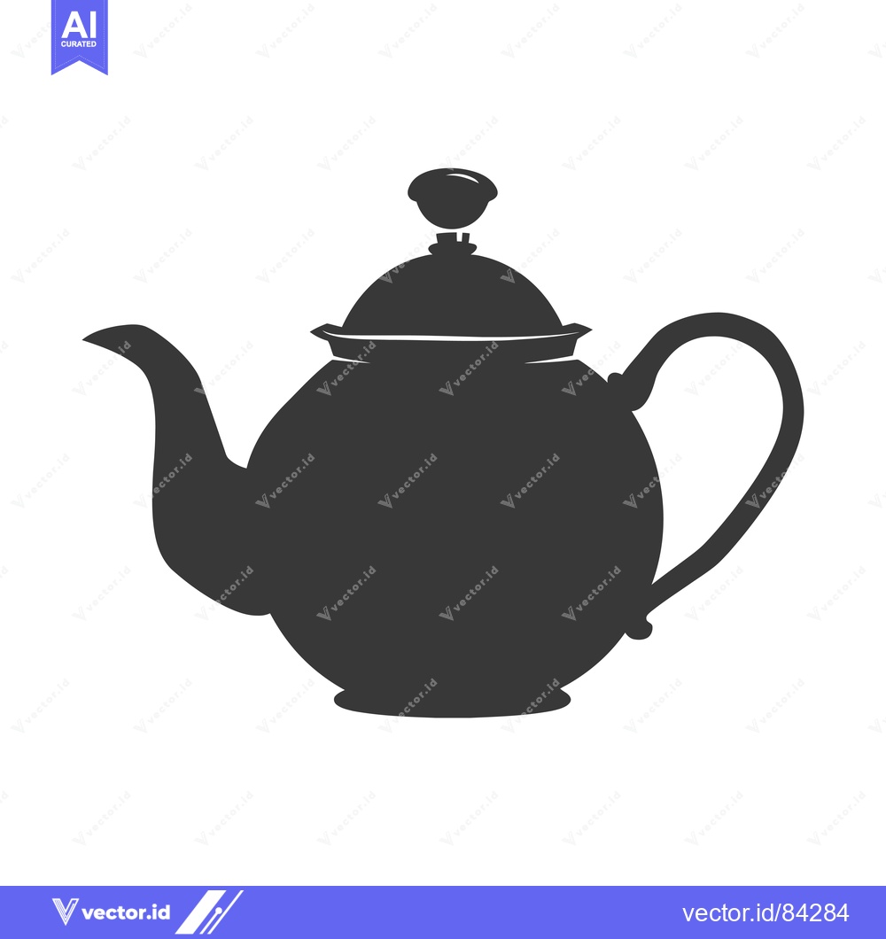 Premium Vector dari Silhouette of a Traditional Teapot with a Knob on the Lid