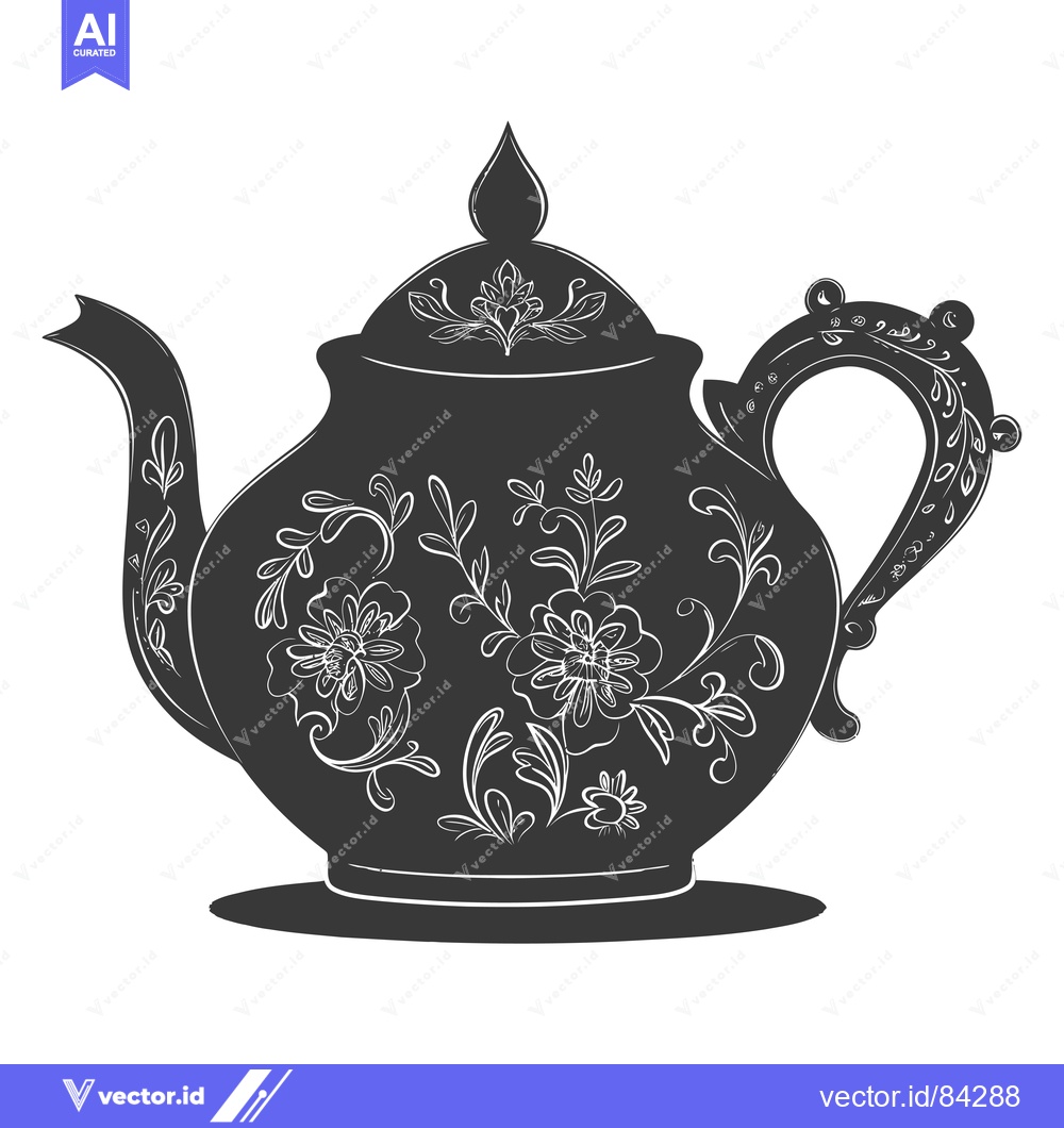 Premium Vector dari Ornate Floral Teapot with a Delicate Lid