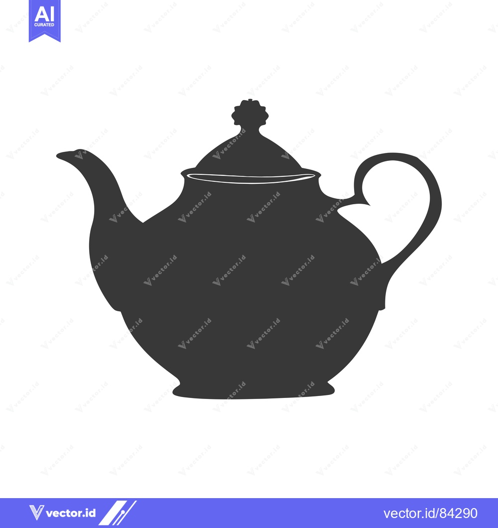 Premium Vector of Black and White Silhouette of a Teapot
