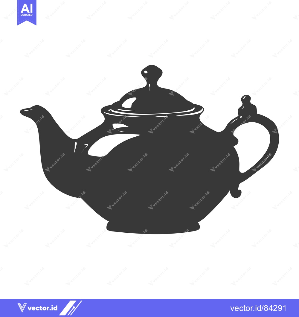 Premium Vector dari Silhouette of a Traditional Teapot with a Lid