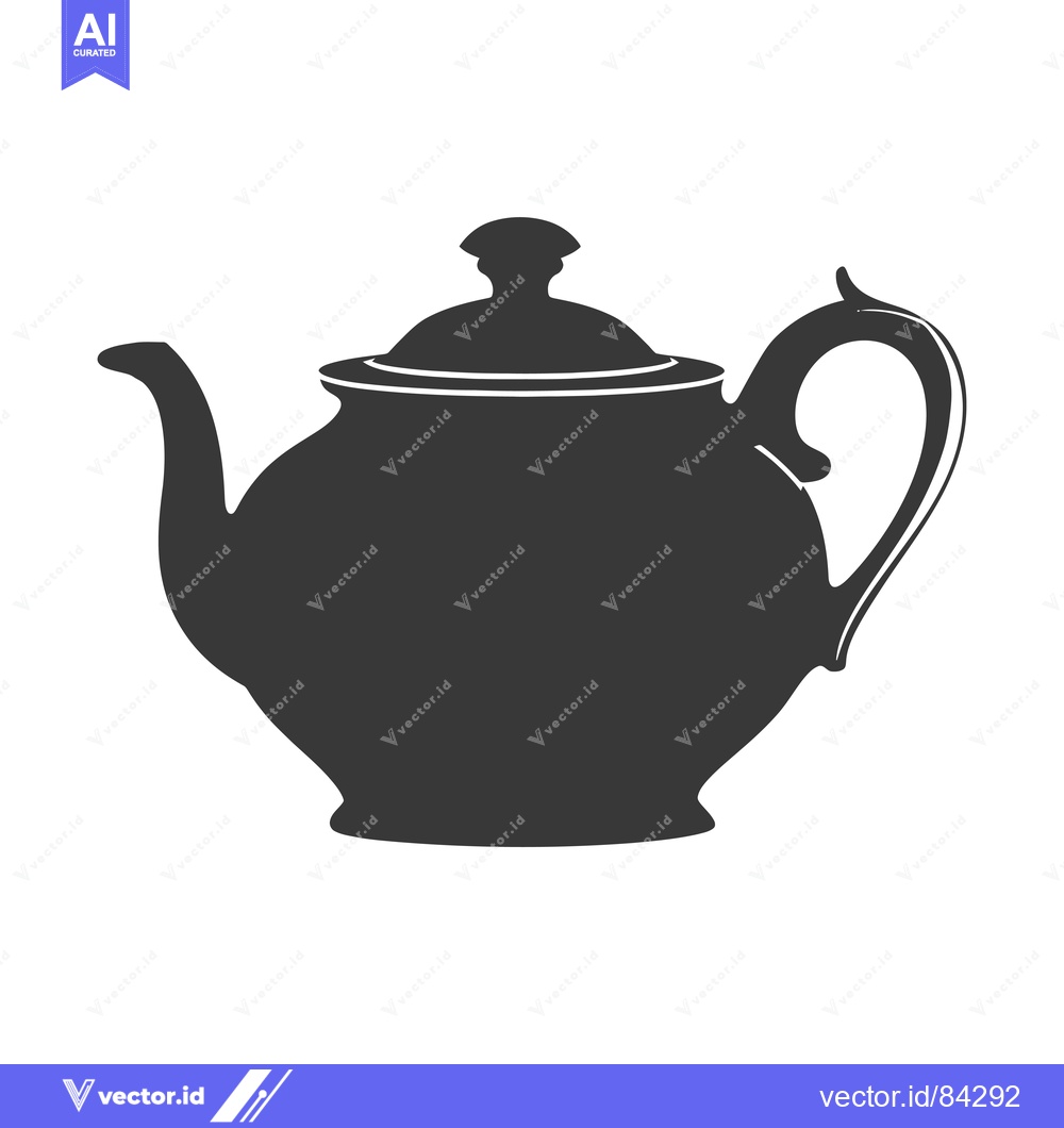 Premium Vector dari Black and White Silhouette of a Teapot
