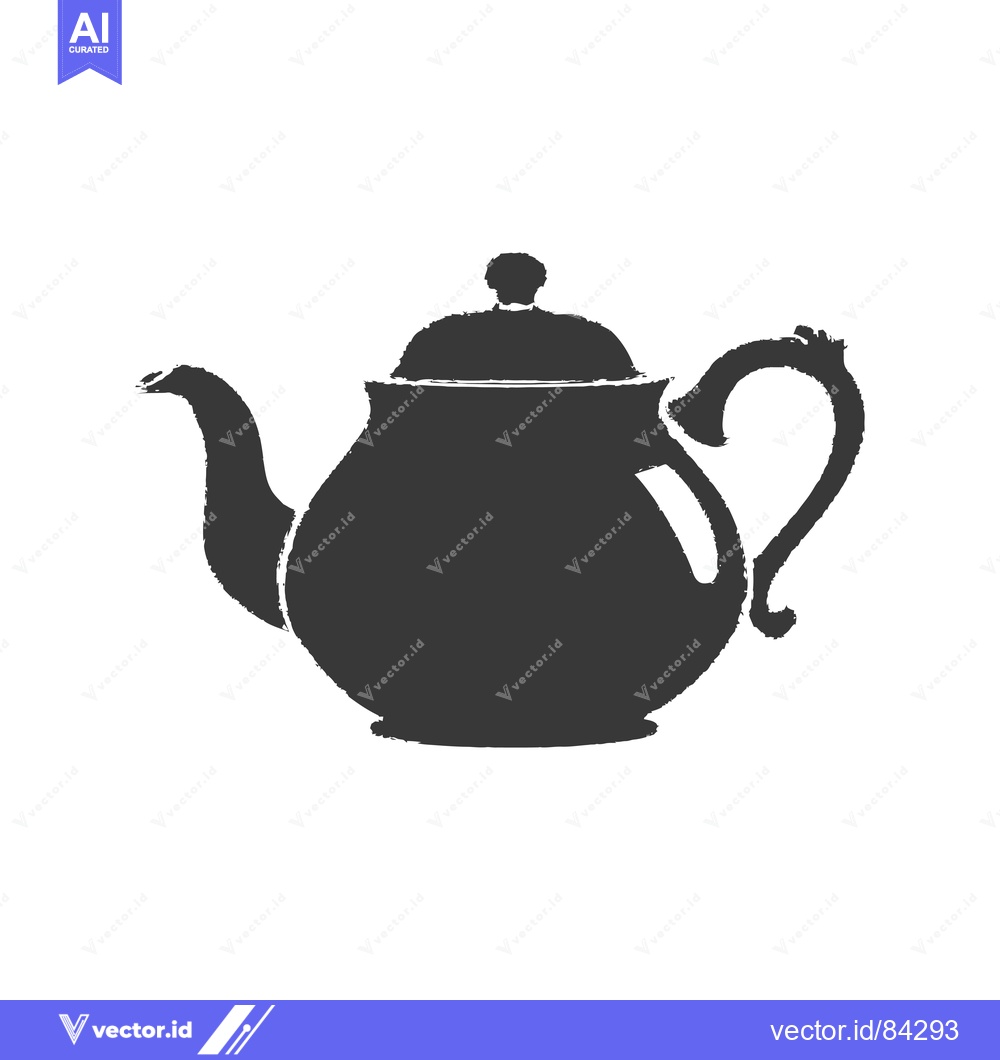 Premium Vector dari Black and White Silhouette of a Teapot