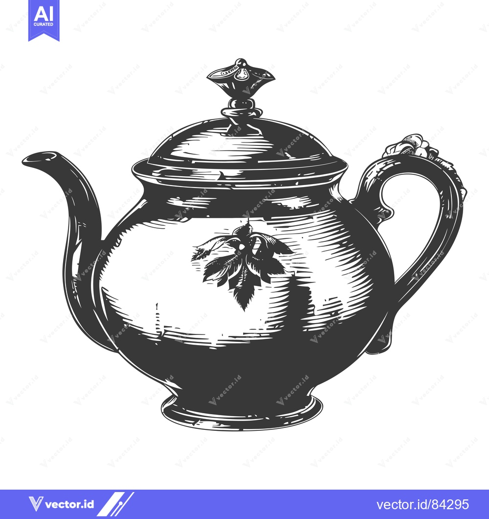 Premium Vector of A Hand-Drawn Illustration of a Vintage Teapot with Ornate Details