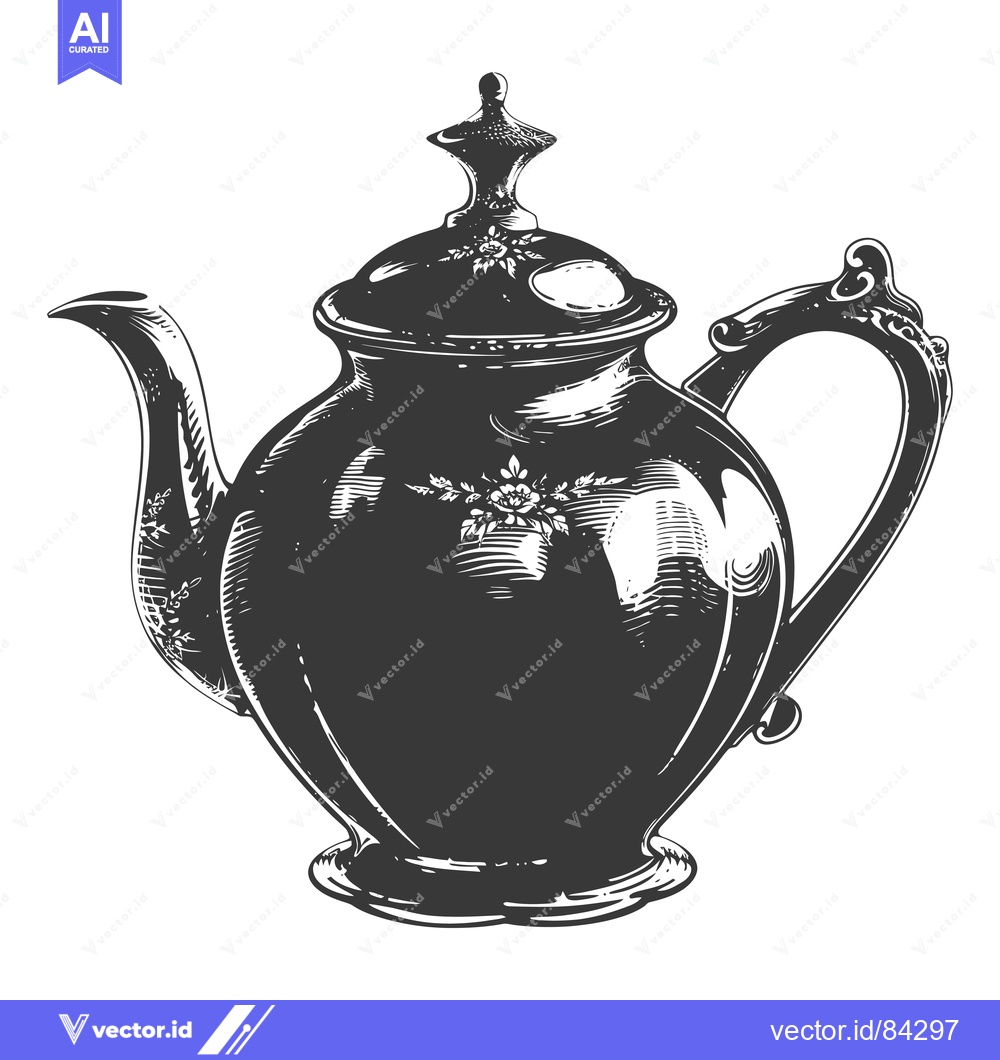 Premium Vector of Ornate Vintage Teapot with Floral Design