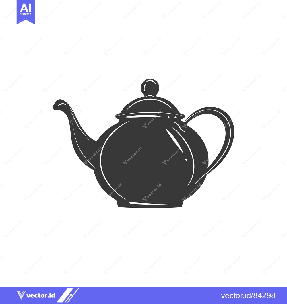 Premium Vector dari Silhouette of a Classic Teapot with a Round Body and a Small Lid Knob