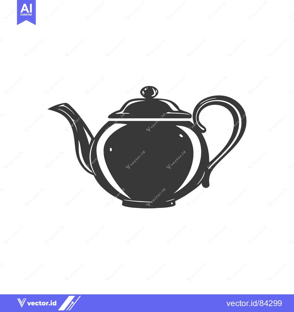 Premium Vector dari A Black and White Illustration of a Traditional Teapot