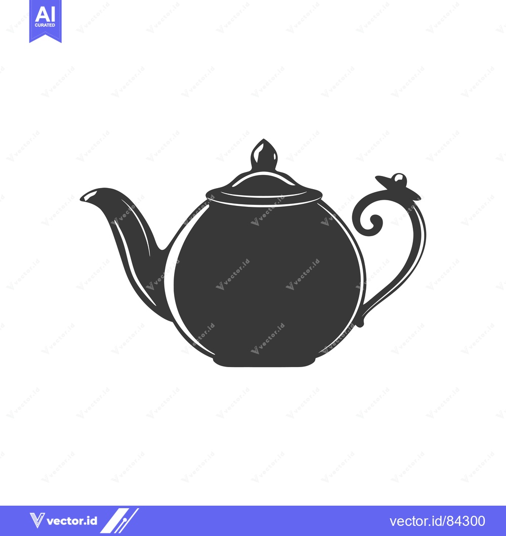 Premium Vector of A Black and White Silhouette of a Traditional Teapot