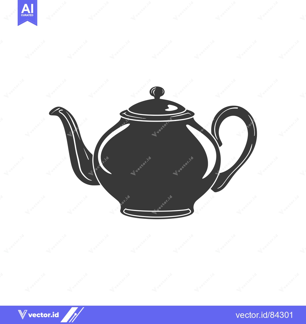 Premium Vector dari Black and White Silhouette of a Classic Teapot