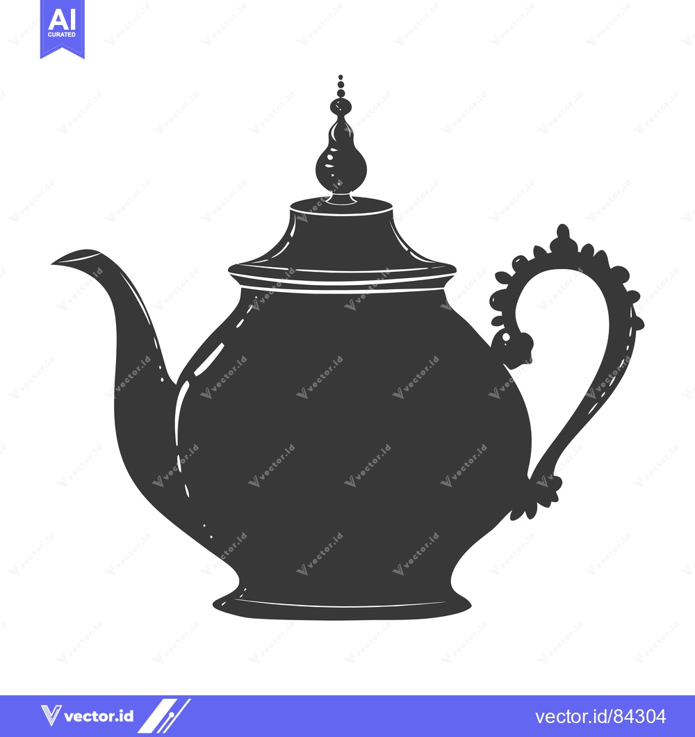 Premium Vector of A Black and White Silhouette of a Decorative Teapot