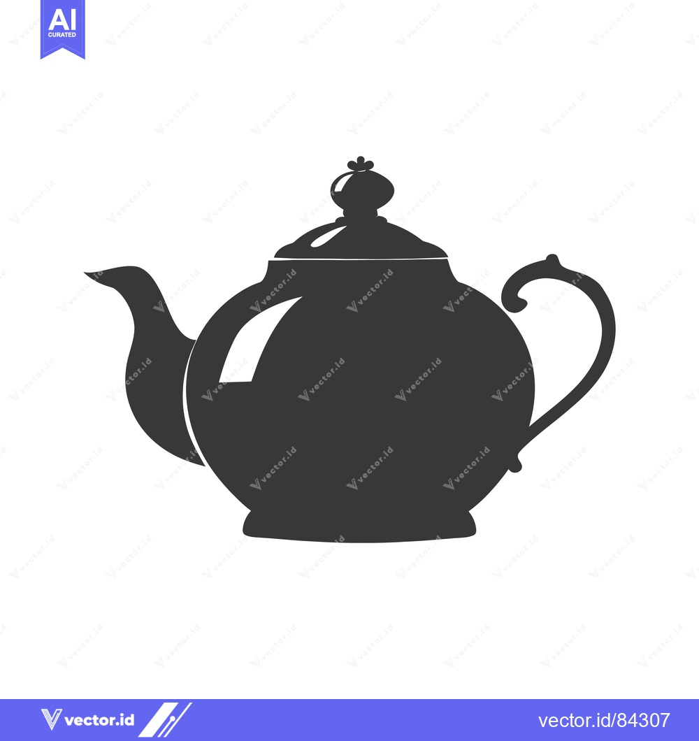 Premium Vector of Silhouette of a Traditional Teapot with a Decorative Lid
