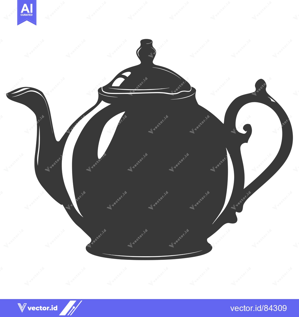Premium Vector dari Silhouette of a Traditional Teapot with a Lid and Handle