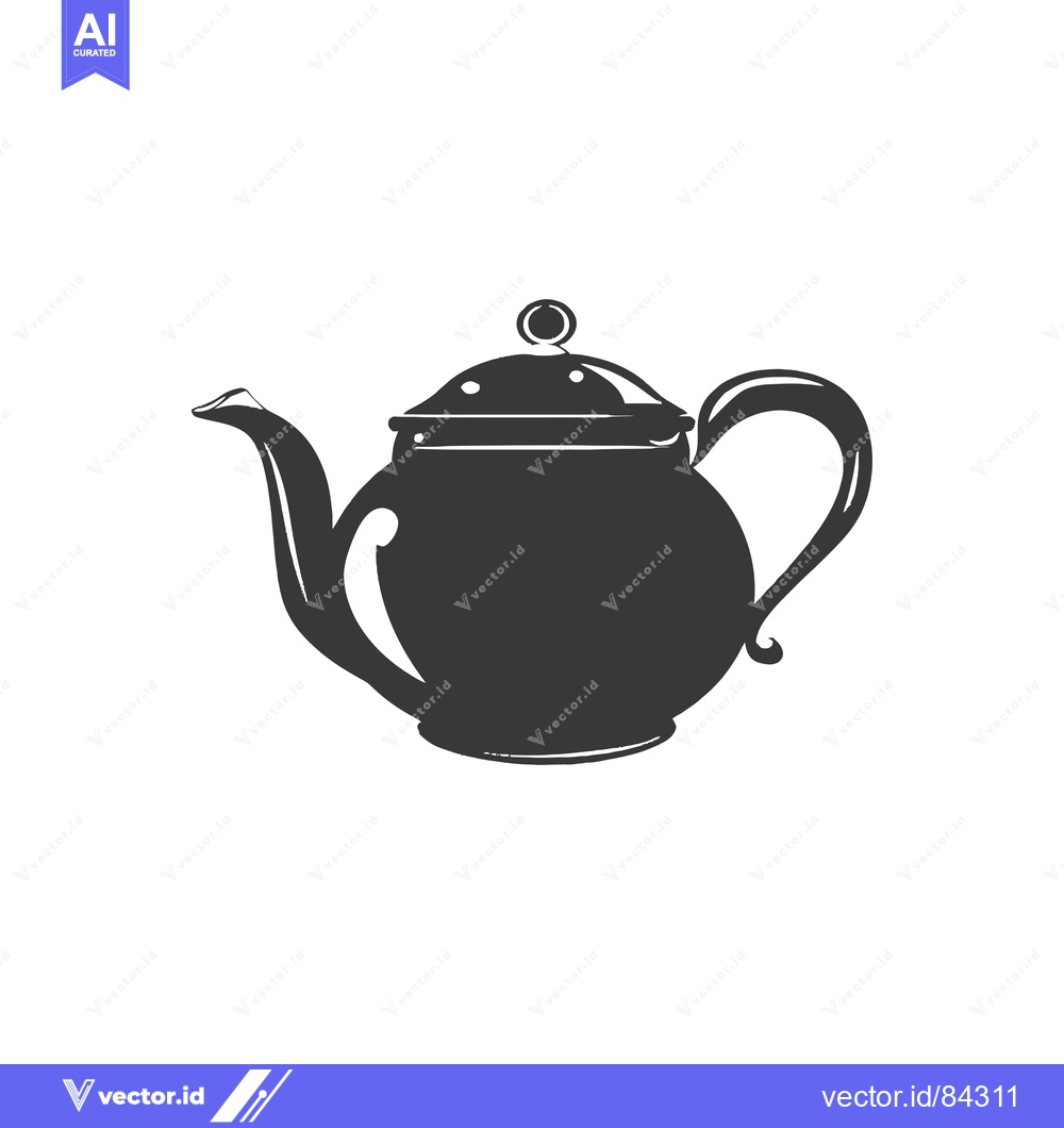 Premium Vector of Hand-drawn Silhouette of a Classic Teapot