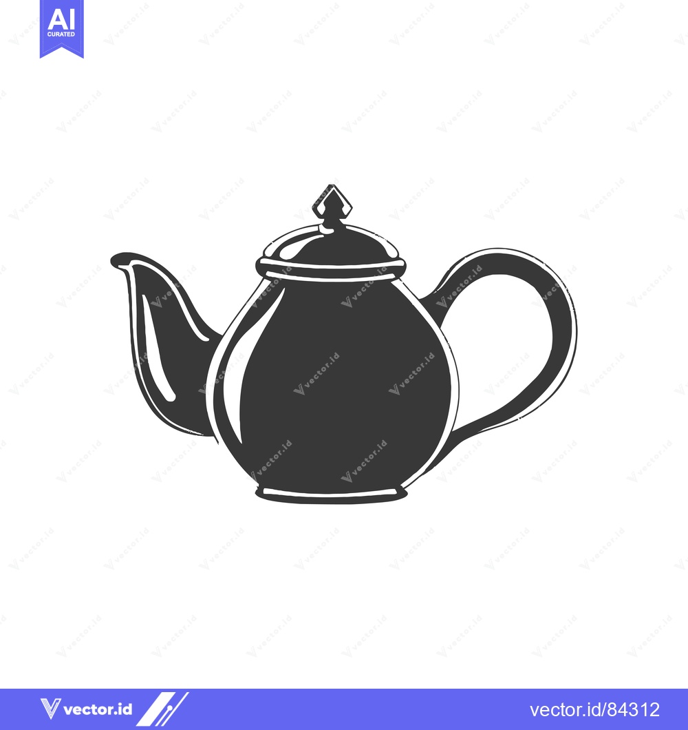 Premium Vector dari Black and White Illustration of a Teapot with a Lid