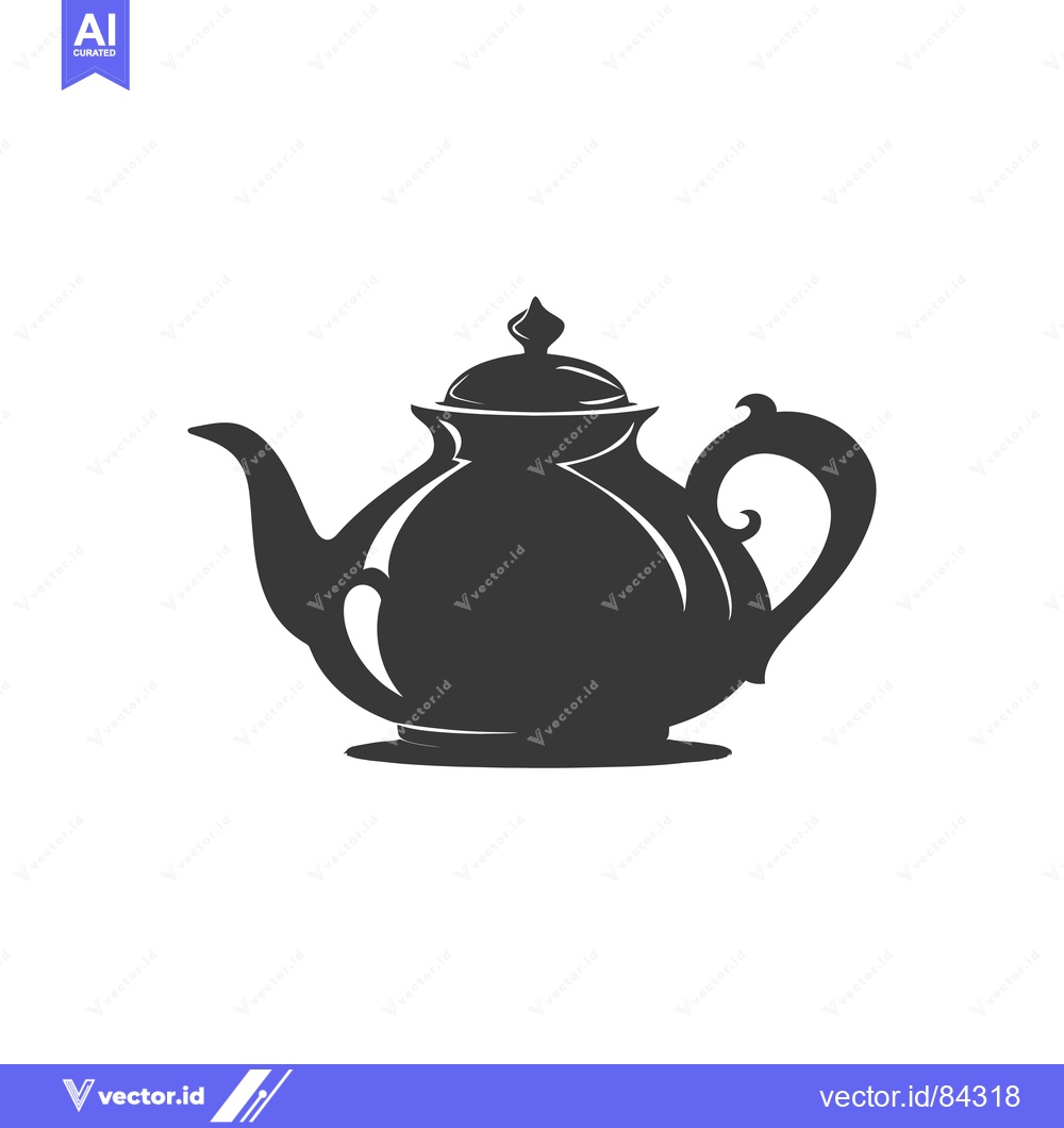 Premium Vector dari Black and white silhouette of a classic teapot