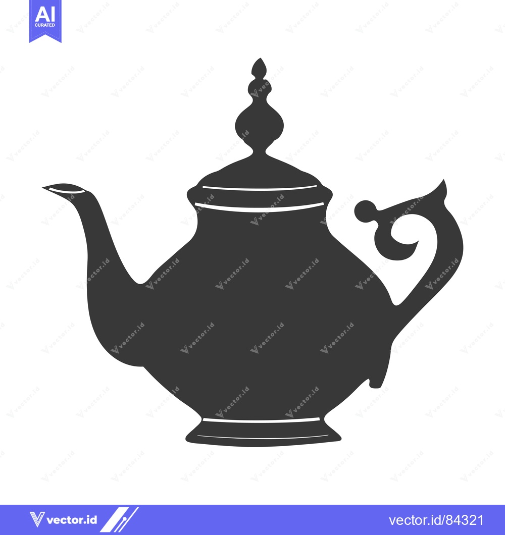 Premium Vector dari Ornate Silhouette of a Teapot with a Finial