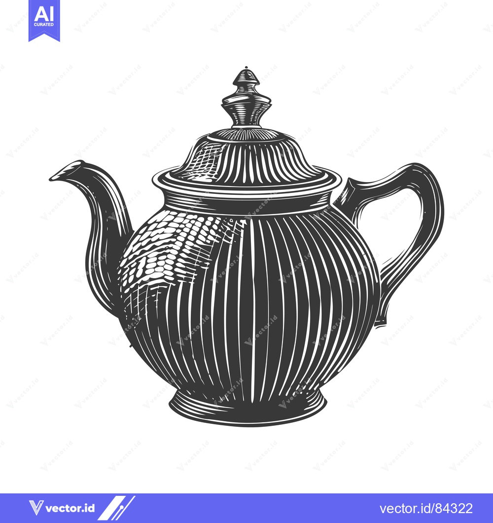 Premium Vector dari Hand-drawn illustration of a vintage teapot with a detailed design