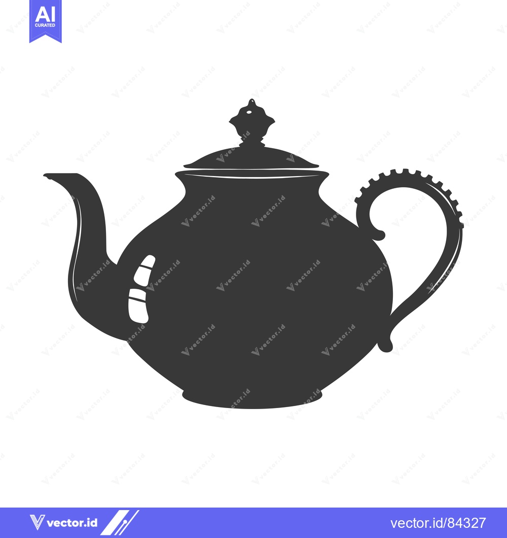 Premium Vector dari Silhouette of a traditional ceramic teapot with a lid