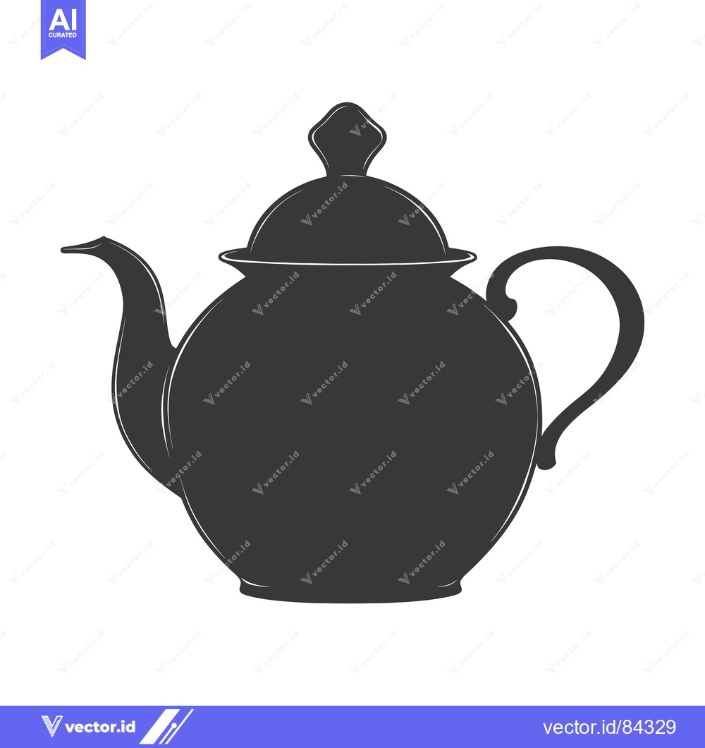 Premium Vector dari Black and White Silhouette of a Teapot