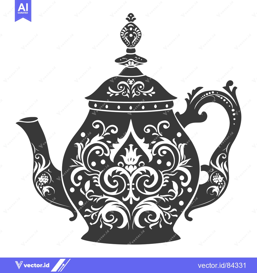 Premium Vector dari Ornate Teapot with Floral Design