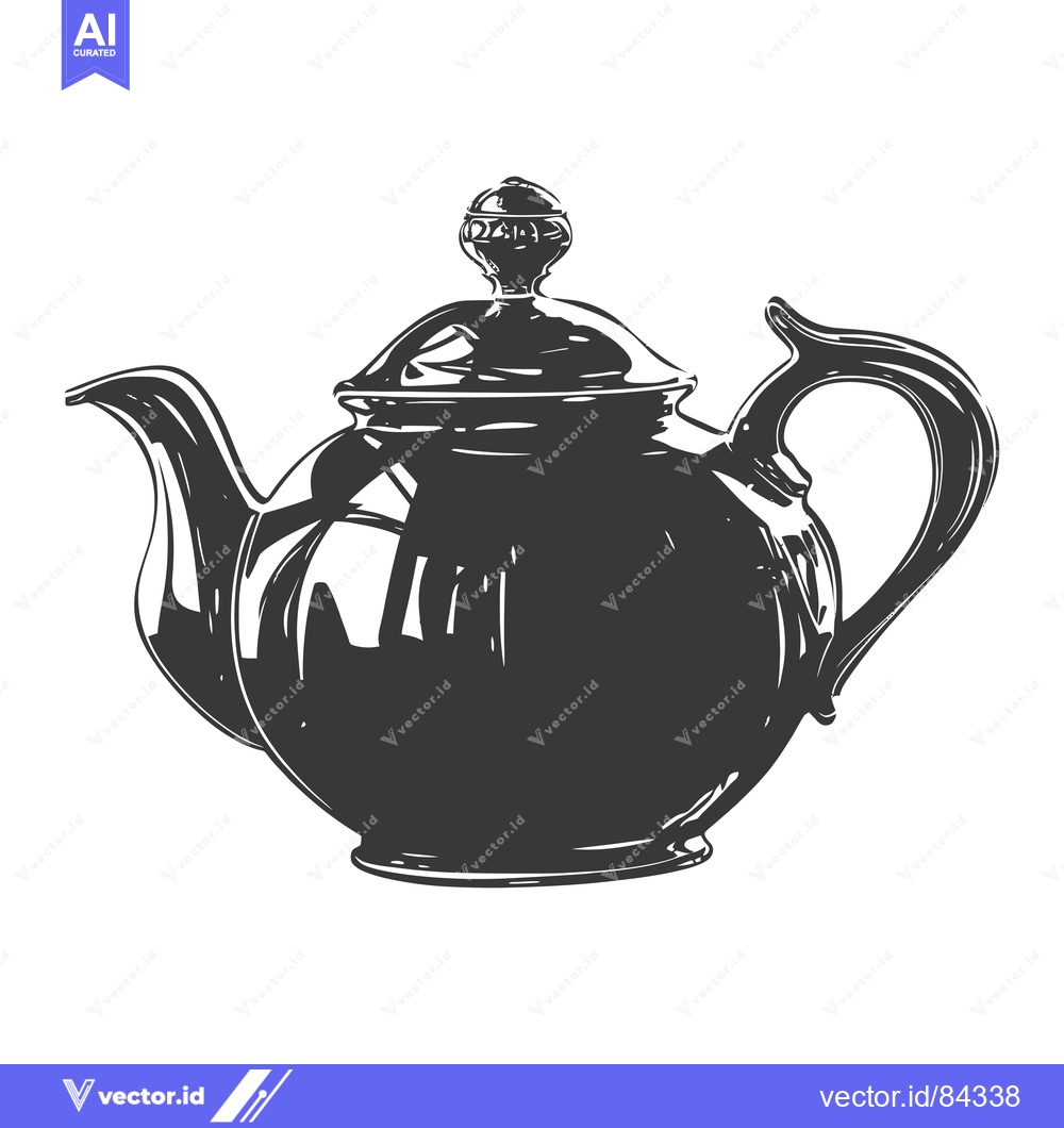 Premium Vector dari Hand-drawn sketch of a ceramic teapot with a lid and a handle