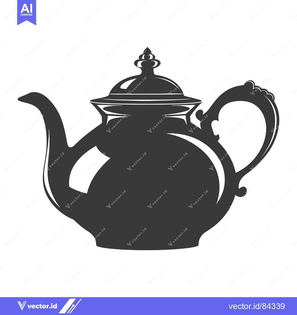 Premium Vector dari A Black and White Silhouette of a Classic Teapot