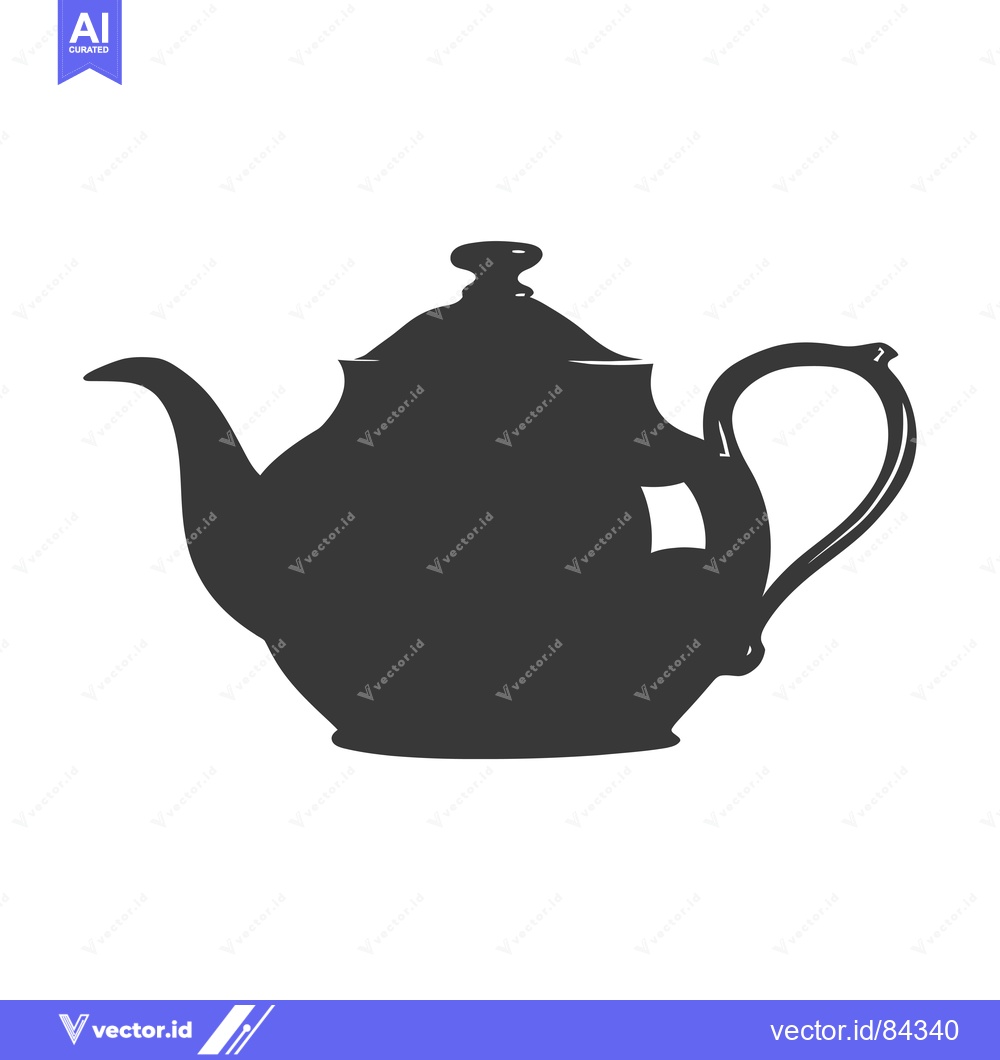 Premium Vector dari Black and White Silhouette of a Teapot