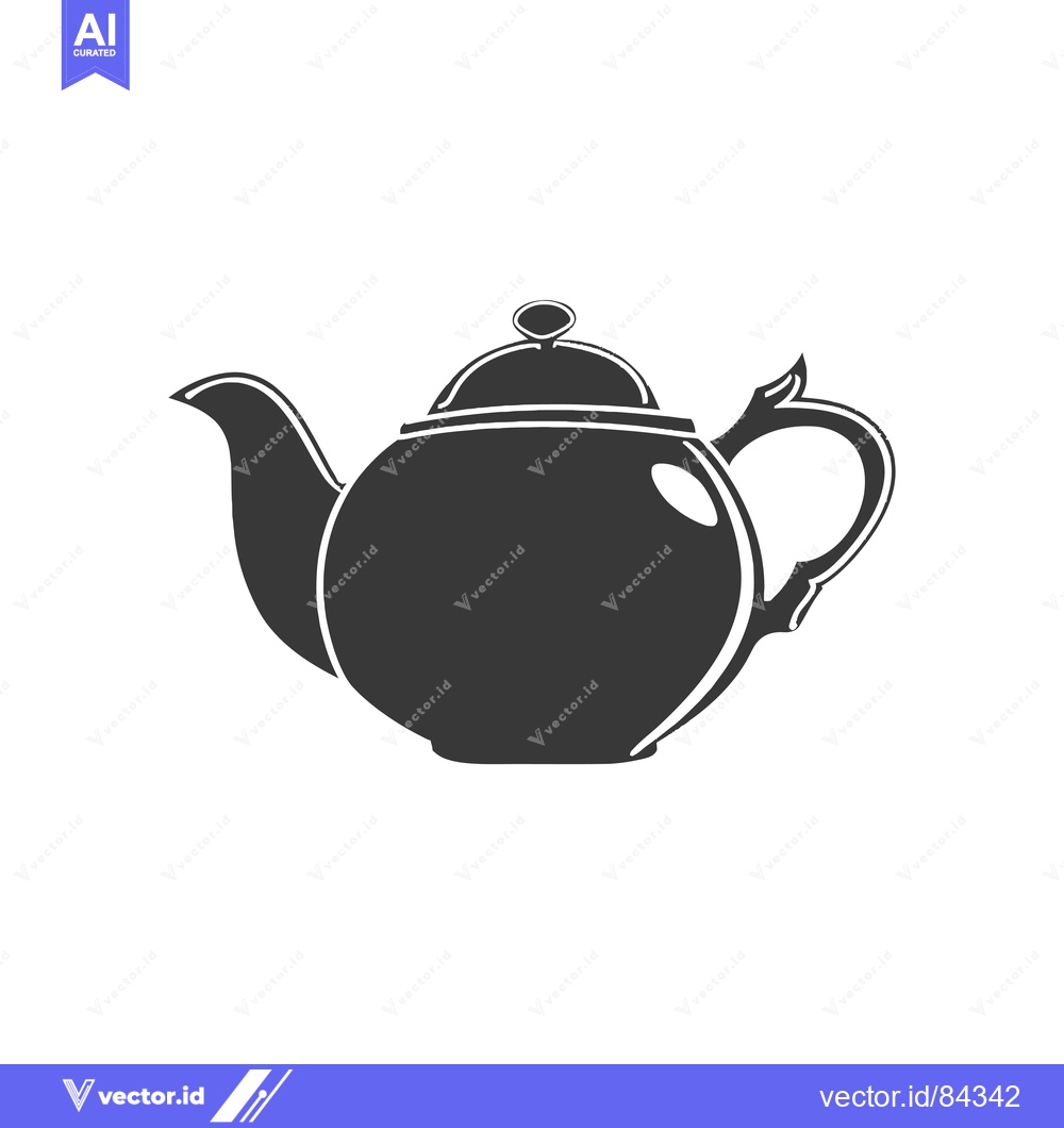 Premium Vector of Black and White Silhouette of a Teapot with a Lid
