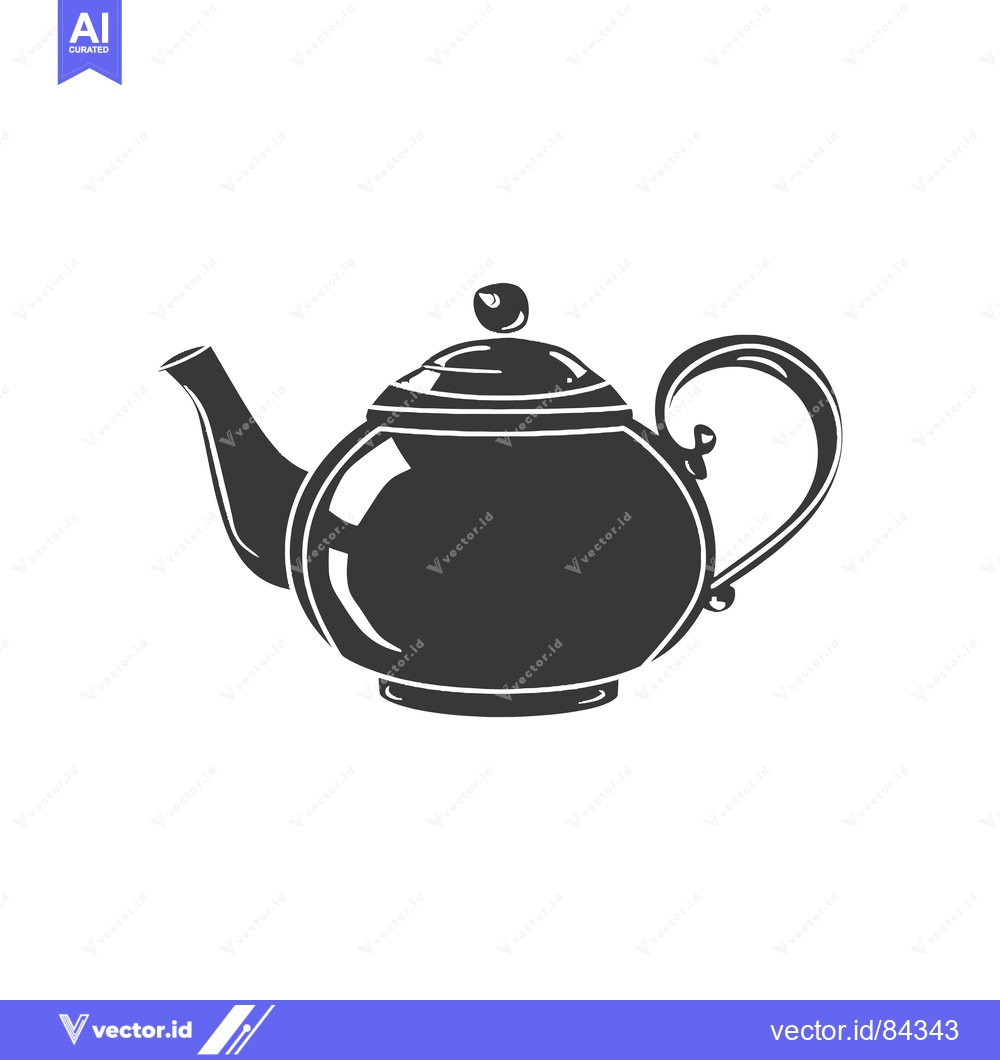 Premium Vector of A Black and White Silhouette of a Classic Teapot